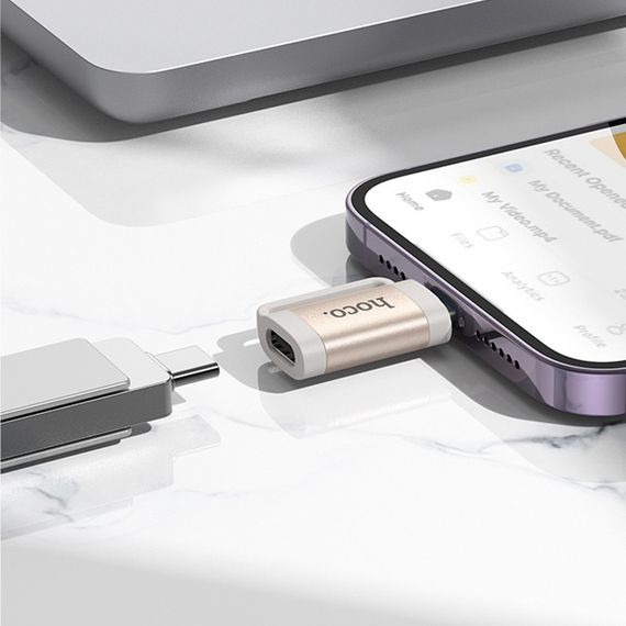 Переходник Hoco UA31B OTG Lightning male to Type-C female Gray | Зображення 3