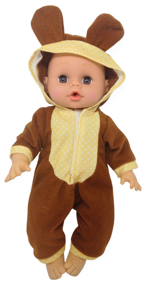 Пупс лялька розмовляє плаче сміється в костюмі ведмедик 29.5 см Little baby з пляшечкою | Зображення 5