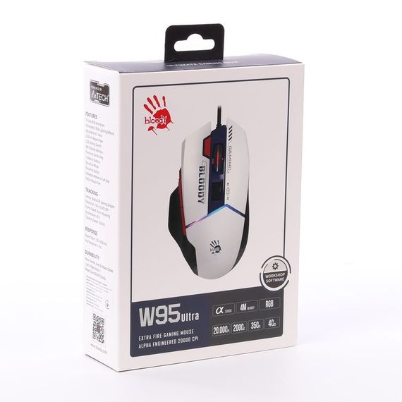 Миша ігрова Bloody W95 Ultra, колір біло-чорний | Зображення 8