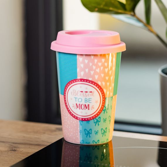 Склянка керамічна 420 (мл) із силіконовою кришкою Blessed to be mom | Зображення 2