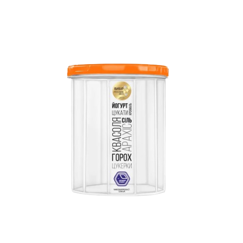Ємність для сипучих продуктів 1л прозорий/помаранч Народний продукт