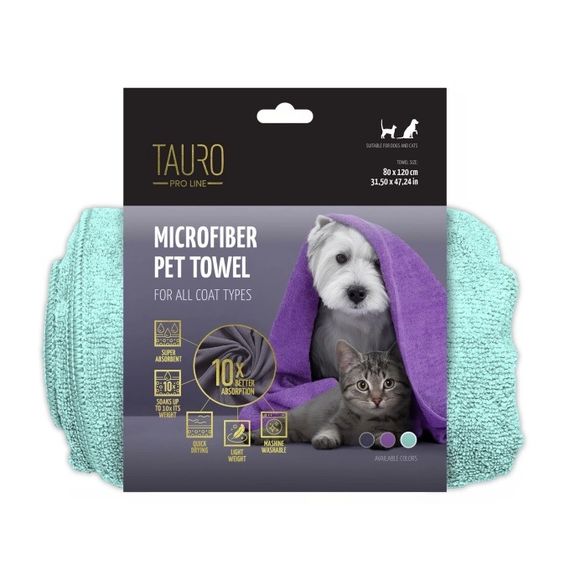Полотенце для собак и котов Tauro Pro Line, 120 х 80 см, зеленый