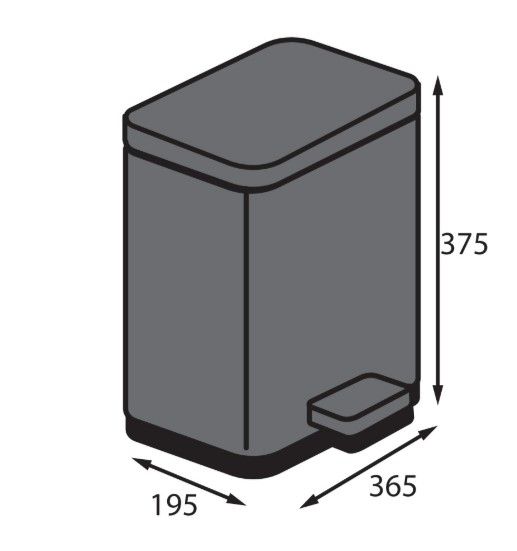 Відро для сміття Koer TC-010315-07 з плавним закриттям, прямокутне, 15 л, графіт (KR5604) | Зображення 1
