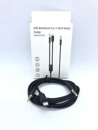 Кабель AUX 2в1 Jack+Lightning JH-039