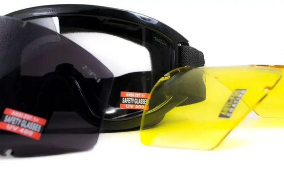 Тактичні окуляри Global Vision (США) Wind-Shield 3 lens KIT Anti-Fog, три змінних лінзи чорна оправа | Зображення 4