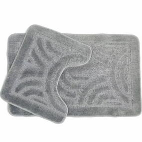 АКЦІЯ Набір килимків для ванної 2шт 40*50см+50*80см Орнамент Econom сірий + Фіранка PEVA Дариана