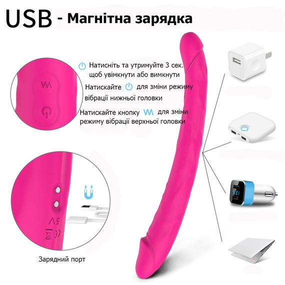 Двосторонній фалоімітатор з вібрацією 304*35 мм | Зображення 3