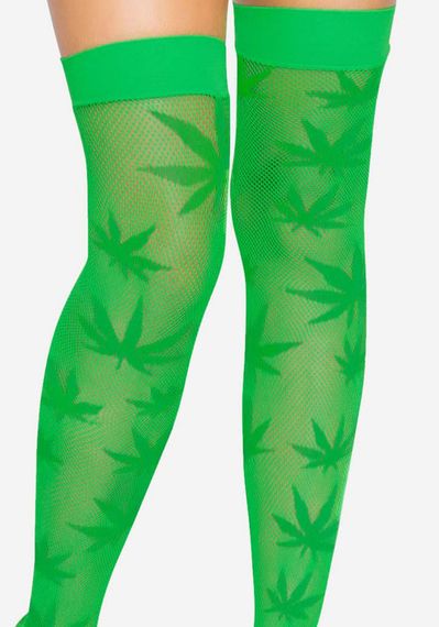 Панчохи з малюнком Leg Avenue 420 Net thigh highs Green | Зображення 2