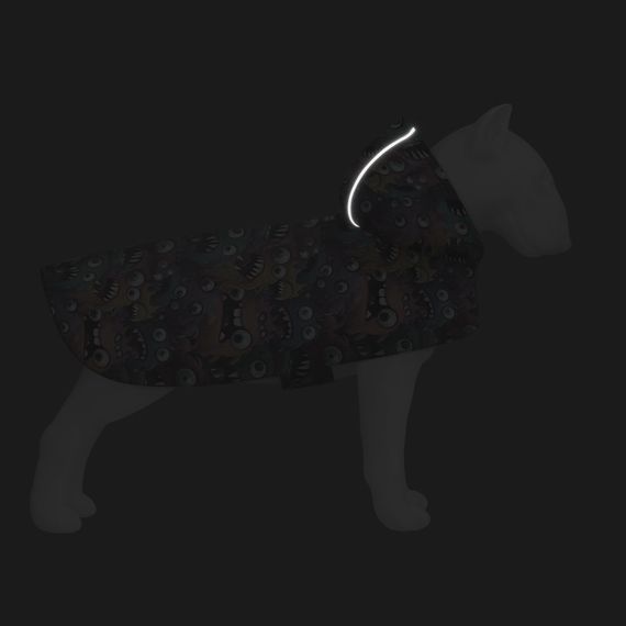 Дощовик-накидка з капюшоном для собак WAUDOG Clothes, малюнок "Зубасті монстри", XL, А 55-61 см, B 68-80 см, С | Зображення 4