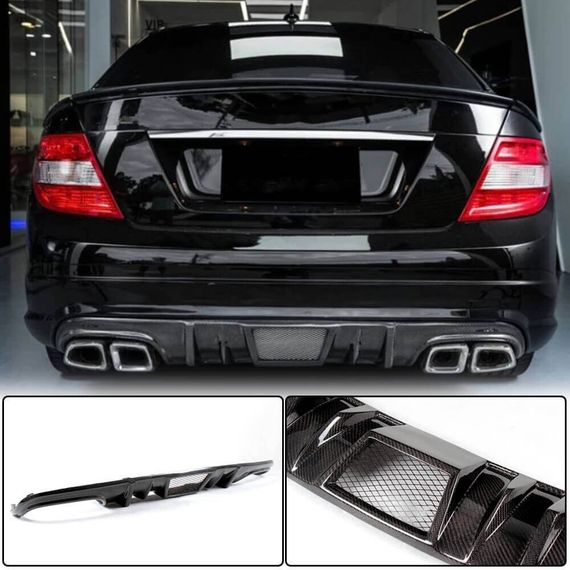 Диффузор заднего бампера V4 (для AMG SD 2008-2011, Карбон) для Mercedes C-class W204