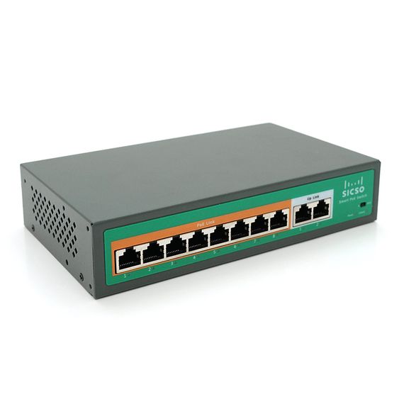 Коммутатор POE SICSO 48V с 8 портами POE 100Мбит + 2 порт Ethernet 100Мбит | Зображення 1