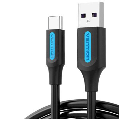 Дата кабель USB 2.0 AM to Type-C 0.5m 5.0A (25W) PVC black Vention (CORBD) | Зображення 5