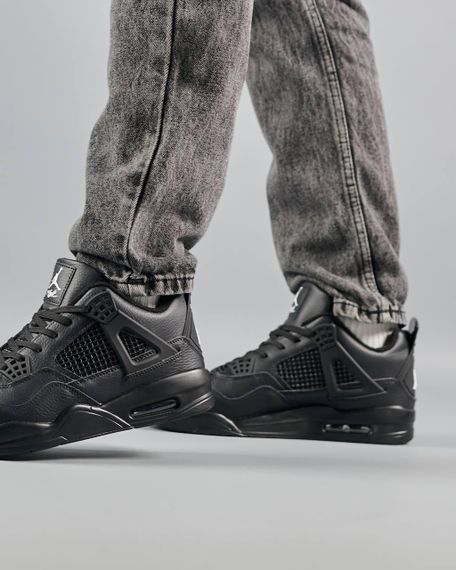 Кросівки зимові чоловічі Air Jordan 4 Retro Fleece Termo All Black Leather , В'єтнам 44 28.5 см | Зображення 5