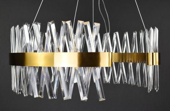 Люстра світлодіодна підвісна LED світильник для квартири на стелю лед 27225 Латунь 45-170х80х80 см. | Зображення 4