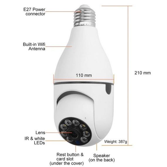Камера відеоспостереження лампочка CAM L1 E27 WIFI IP 360/90 поворотна | Зображення 5