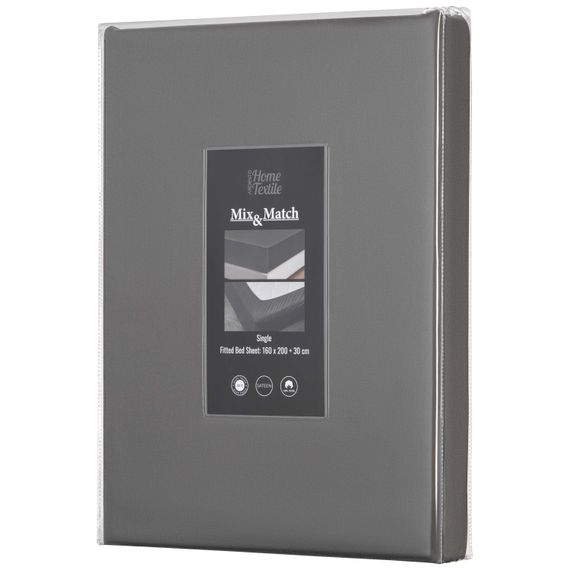 Простирадло на резинці Ardesto Mix&Match Premium, 160х200+30см, 100% бавовна, сатин, сірий (ART1620FSY)