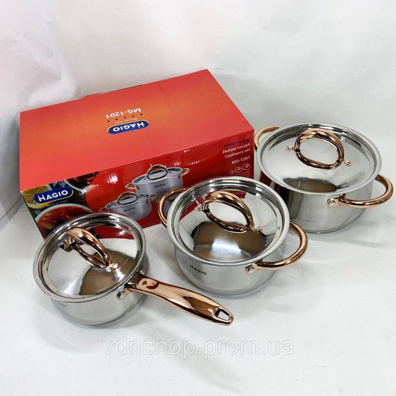 Набор кастрюль с инновационным антипригарным покрытием MAGIO MG-1201 6 шт, Хороший набор кастрюль NG-49 | Зображення 3