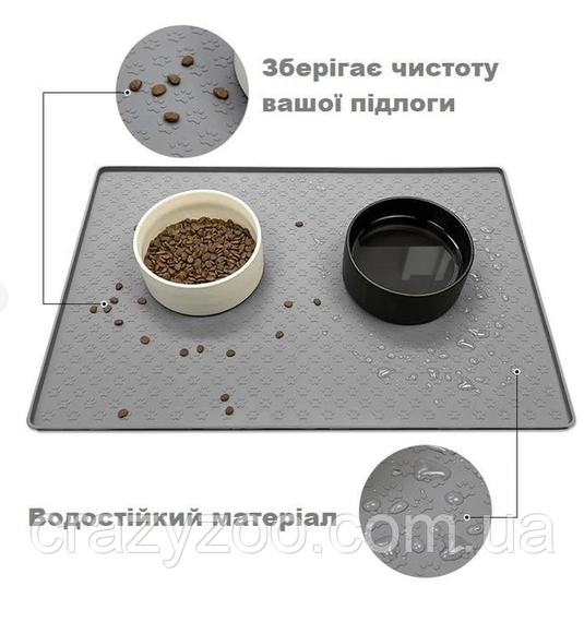 Силиконовый коврик под миску для собак и котов EcoToys серый 48х30 см 800313 | Зображення 4