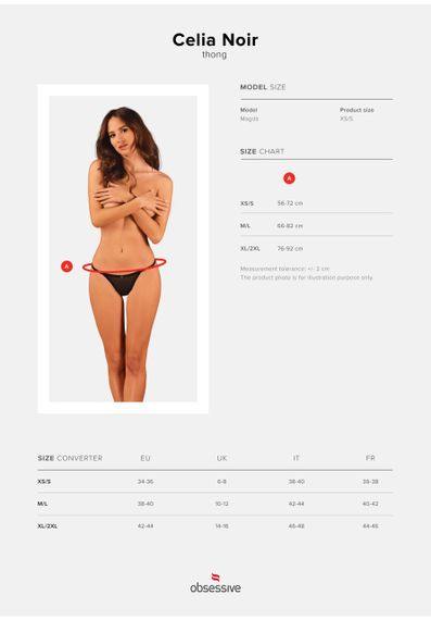 Стрінги в дрібну сіточку з мереживом Celia Noir Obsessive, чорні, XS/S sexstyle | Зображення 8