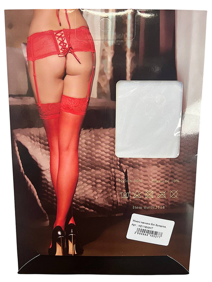 Чулки с широким ажурным кружевом Sunspice белые sexstyle | Зображення 3