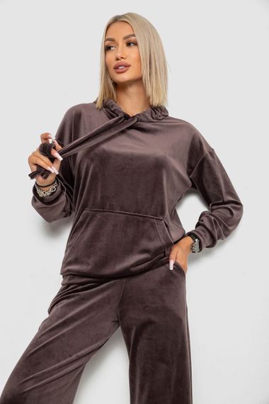 Спортивний костюм жіночий велюровий, колір мокко, 241R2001-20 | Зображення 7