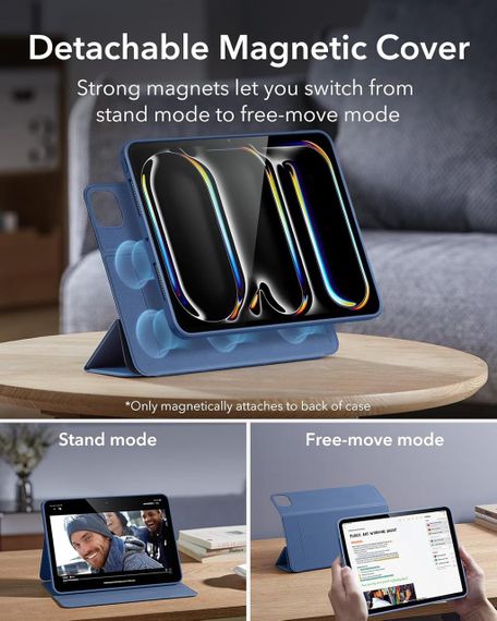 Чохол ESR для iPad Pro 11" з тримачем для стилусу, знімним магнітним чохлом, вертикальною підставкою, для планшету темно-синій | Зображення 3