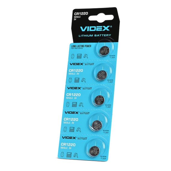Батарейка літієва Videx CR1220 5шт BLISTER CARD