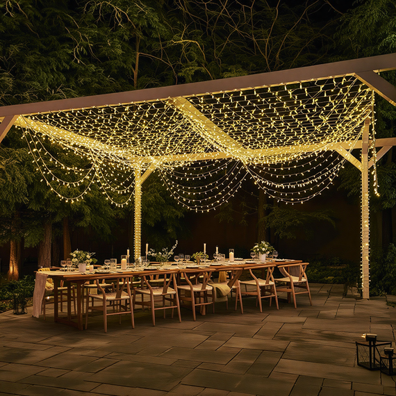 Новорічна гірлянда вулична 100 м 1000 LED із сонячною батареєю 8 режимів роботи чорний провід Жовте світло SB1000L100MBY | Зображення 1