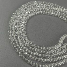 Намистини кришталеві рондель 4х3мм, нитка-135 од, прозорий