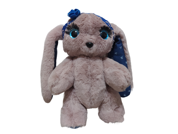 Меховая игрушка зайка розовый с синим 25см 02934-4 | Зображення 1
