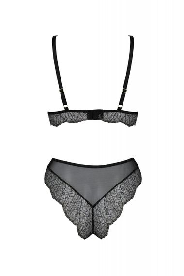 Комплект белья Passion AMBERLY SET 6XL/7XL black, лиф, трусики бразилиана, люрексовая нить sexstyle | Зображення 3