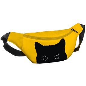 Сумка на пояс бананка Bumbag Черный котик 27x16 см (BB_22S014_ZHL)