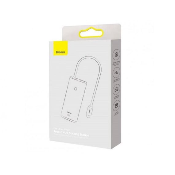 USB-Hub Baseus Lite Series 6-Port Type-C HUB Docking Station (Type-C to HDMI+USB3.0*2+Type-C Data+SD/TF) Black | Зображення 4