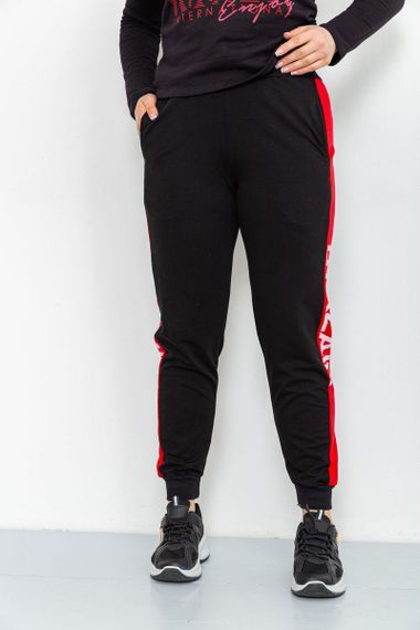 Спорт штаны женские двухнитка  цвет черно-красный 219RB-3002 | Зображення 2