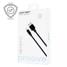 Кабель Proove Light Weft Lightning 2.4A (1m) чорний, кабель для айфона, кабель лайтінг, шнур для зарядки