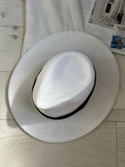 Солом'яний капелюх Федора  Білий One size 56-58р (845-0) | Зображення 1
