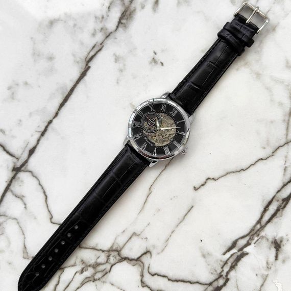 Механические мужские часы Forsining 8099 Black/Silver/Black | Зображення 1
