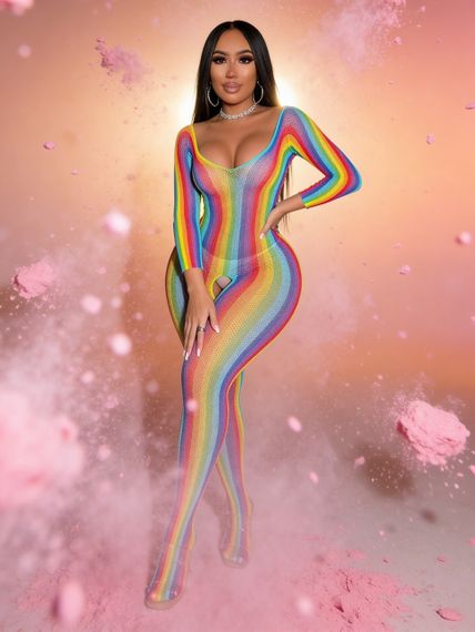 Комбинезон сетка Star Night с длинными рукавами, разноцветный, OS (S–L) Sex Aura | Зображення 3