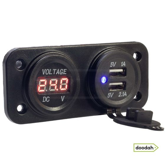 Авто / Мото USB зарядний пристрій - Recessed Twin Volt Red, IP54