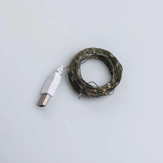 Гірлянда роса 20 метрів USB на 200 led світлодіодів крапля на зеленому дроті мультиколор USB200L20MGML | Зображення 7