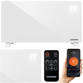 Електричний скляний обігрівач KAMINER ZELVA 2300–2500 Вт з Wi-Fi та пультом дистанційного керування