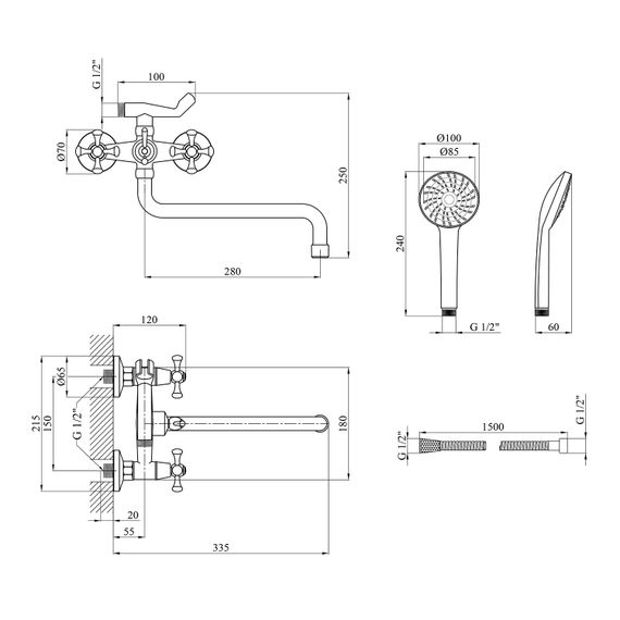 Змішувач для ванни Kroner KRM Rhein - C073 (CV023571) | Зображення 1