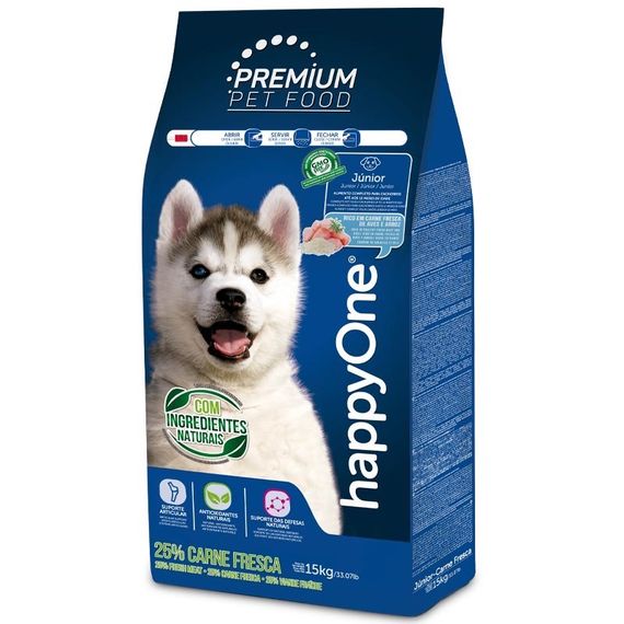 Корм happyOne Premium Junior Fresh Meat сухий зі свіжим м'ясом для цуценят та юніорів усіх порід 15 кг