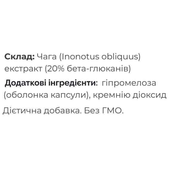 Грибной комплекс Fungipapa Чага (Inonotus obliquus) - cухой экстракт 90 капсул | Зображення 1