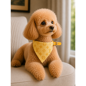 Ошейник для собак и кошек Louis Vuitton Yellow Monogram с банданой | Брендовый аксессуар для питомцев