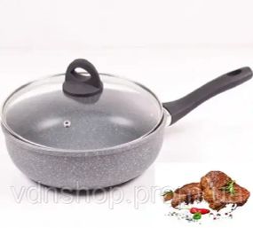 Сковорода алюминиевая Benson BN-493 с крышкой 28см мраморное покрытие