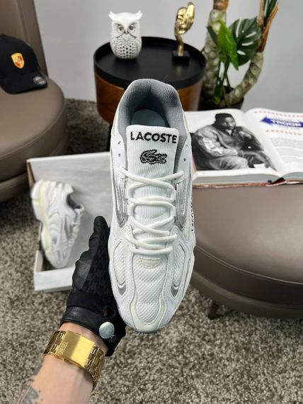 Мужские кроссовки Lacoste L003 2K24 PRM White Silver Beige (текстиль) A4391 | Зображення 5