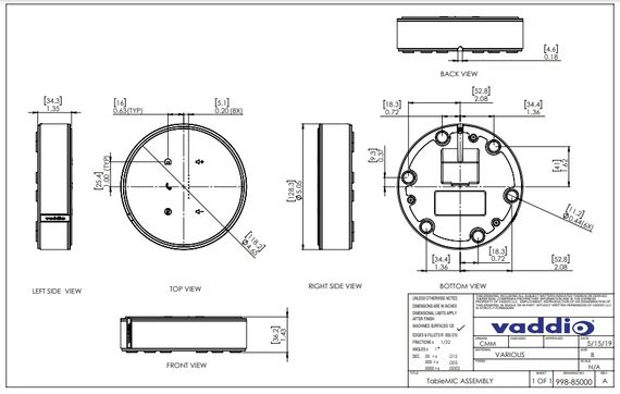 Микрофон настольный Vaddio TableMIC белый (999-85000-000W) | Зображення 4