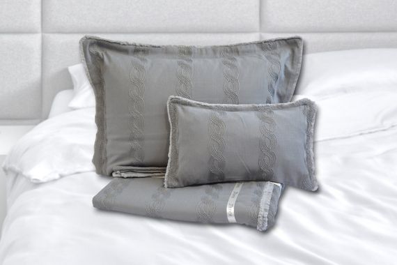 Покривало з бахромою Kayra 240х260 см Ester сіре | Зображення 3