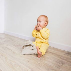 Ромпер дитячий з двонитки на блискавці, колір світлий лимон, від 6 міс до 2 років 80